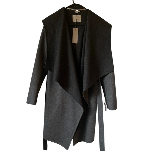 NWT Soia & Kyo double face wool-blend wrap coat, gray, worn by Taylor Swift, S - Picture 2 of 10